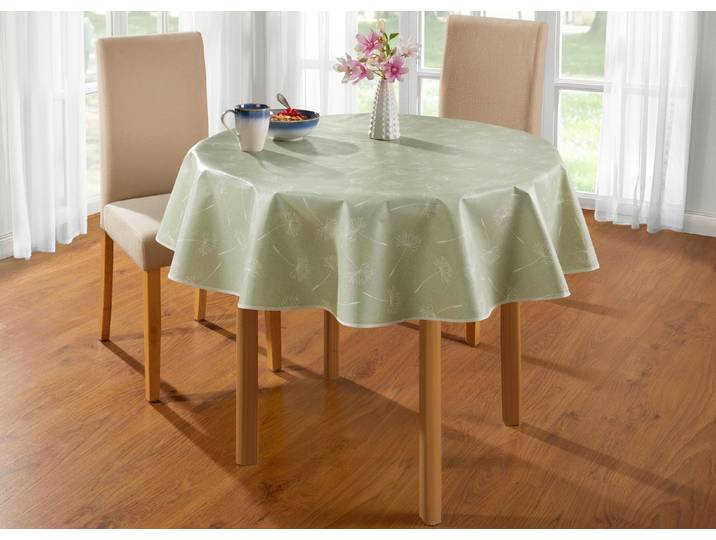 Wachstuch-Tischdecke mit Pusteblumen-Motiv, Grün, Größe 155 (Tischdecke rund, ø 155 cm)