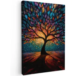 LEINWANDBILD Mosaik - Bunt - Baum - Äste Wanddeko 40x60 cm