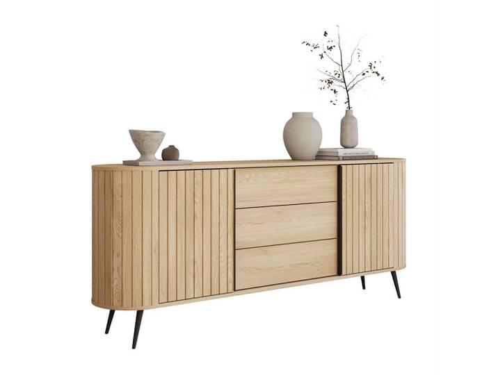 Lookway Kommode Willow 2D3S mit Schiebetüren, Eichefarben, 196x82x40 cm, Kleinmöbel, Kommoden, Kommoden