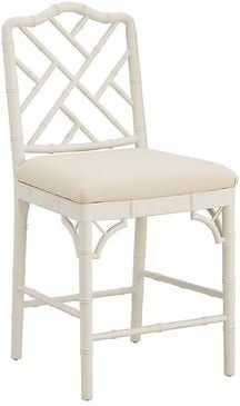 "Dayna Stool - Rubbed White/Sandberg Parchment, Barstool 31""H - Ballard Designs"