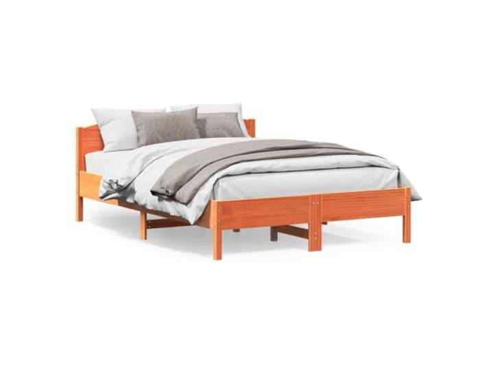 YNGBHFNOP Massives Kiefernholz stabil Schlafzimmer 140x200 cm Braun Massivholzbett ohne Matratze Wachsbraun 140x200 cm Kiefernholz Bettgestell mit Kopfteil Lattenrost Stabil Stilvoll