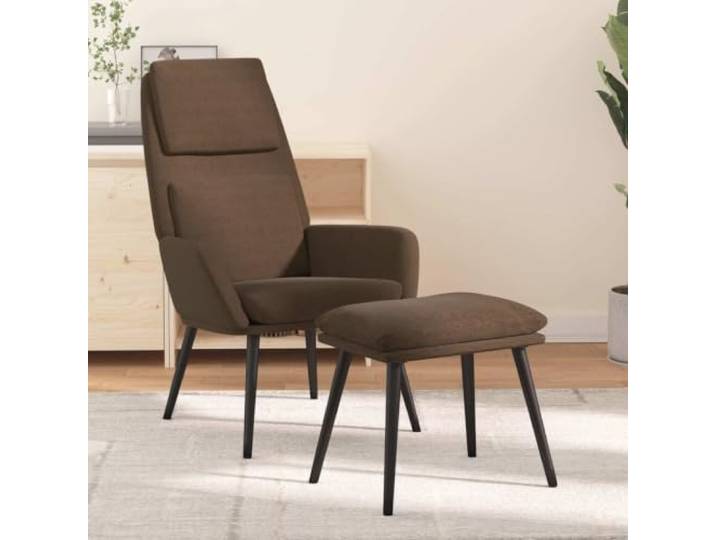 IBUQDDV Relaxsessel mit Hocker Braun Stoff mit Metallrahmen Braun, Stoffbezug, Metallrahmen, inklusive Hocker, Montageanleitung enthalten