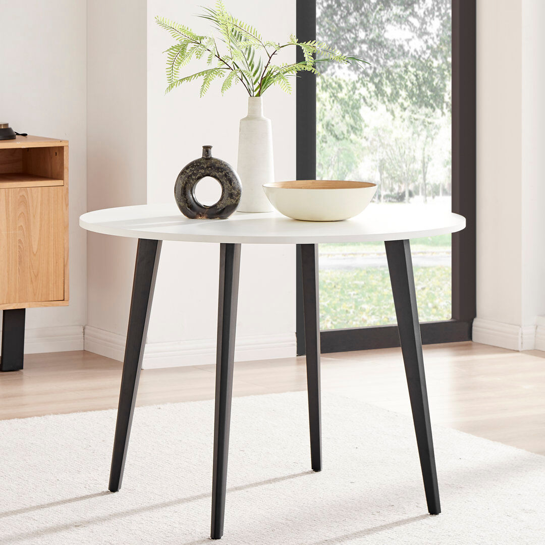 George Oliver Bulkley Round Dining Table Scratch Resistant Melamine Surface - Modern Scandi Style Oak