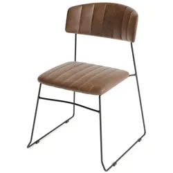 Feros Mundo Stapelstuhl Cognac, kunstleder gepolstert, feuerhemmend, 54x55x79cm (BxTxH), 53001
