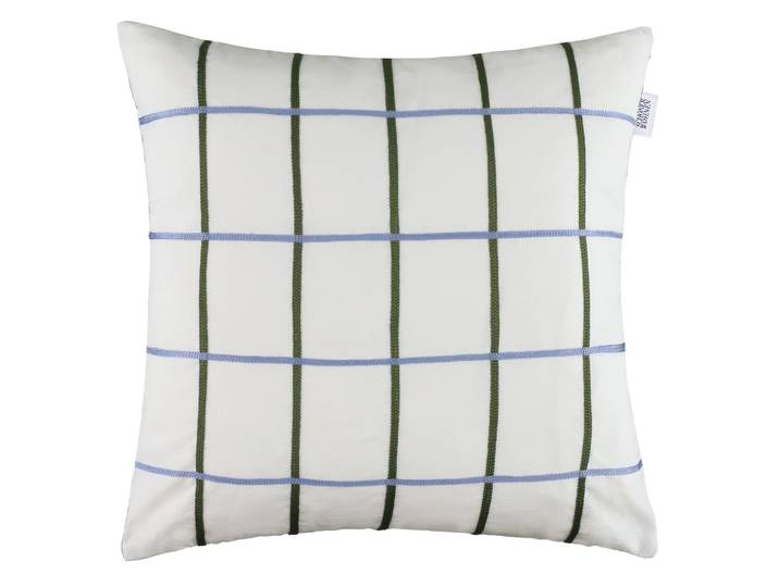 Dekokissen Perform , grün (grün, kariert), B:45cm L:45cm, Mischgewebe, SCHÖNER WOHNEN-KOLLEKTION, Dekokissen_Sitzkissen_Kissenhüllen, Dekokissen, mit aufgesticktem Karomotiv