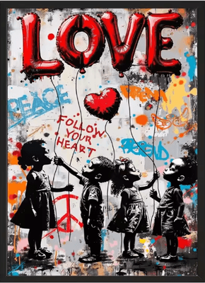 Inspire Picks Banksy Style Graffiti Canvas Print Modern Urban Street Art Wall Poster Frameless 010 40x60cm