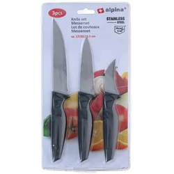 alpina Messerset 3-teilig, Küchenmesser, Schwarz, Silber