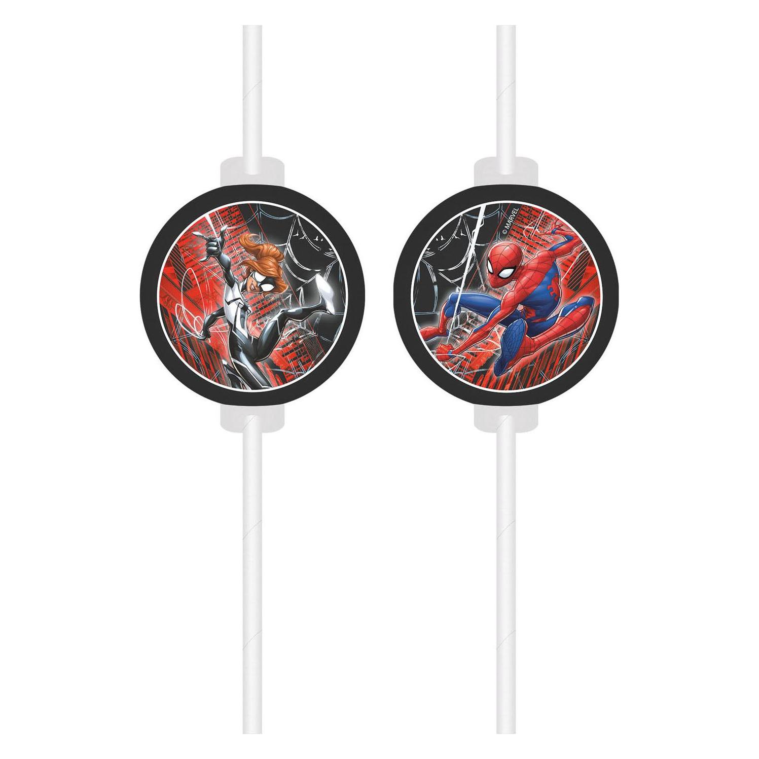 Procos Spiderman World of Webs Papierstrohhalme, 4er-Pack (4x) (68213518)