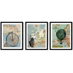 POSTER Welt Illustration 24X30cm Schwarzer Rahmen
