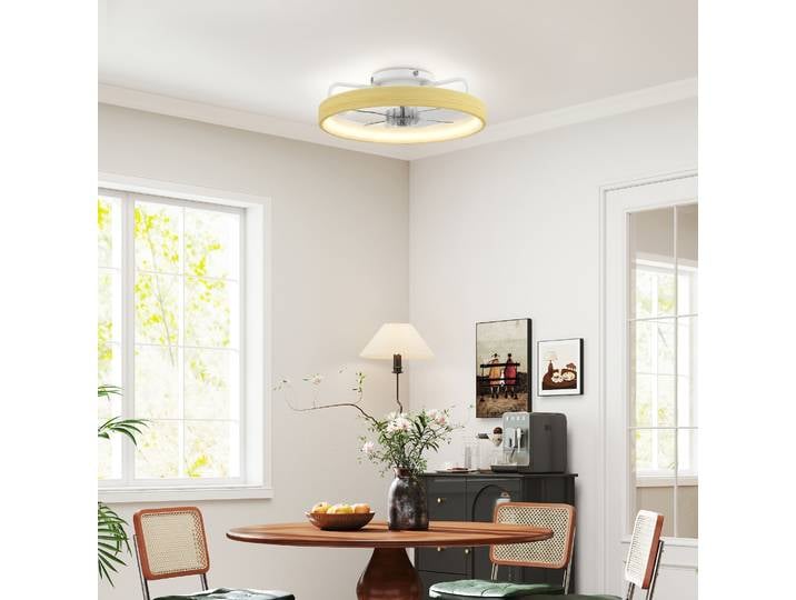 HOMCOM Ventilateur Plafond LED Ø49cm 7 Pales 6 Vitesses Réglable