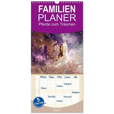 Familienplaner 2027 - Pferde zum Träumen mit 5 Spalten (Wandkalender, 21 x 45 cm) CALVENDO