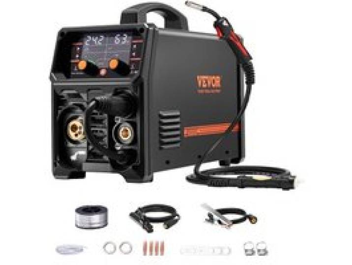VEVOR Pro MIG-Schweißgerät, 200 Ampere Pluse MIG-Welder, 5-in-1 Schweißer MIG Pluse, gasloses MIG, Gas-MIG, MMA und Lift WIG, mit IGBT-Wechselrichtertechnologie und LCD-Bildschirmanzeige