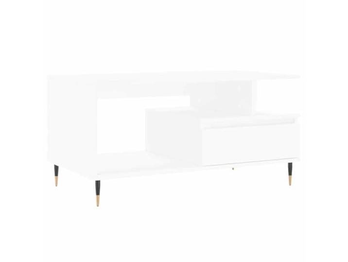 Couchtisch, Weiß 90x49x45cm, Holzwerkstoff 2 Schubladen, 4 Fächer, Metallfüße, starke Tischplatte, leicht zu reinigen, Couchtisch, Wohnzimmer