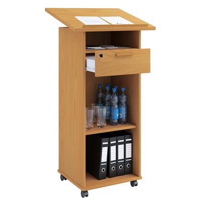 Bürowagen VCM "Holz Stehpult Rednerpult Stehtisch Rollen Melta", braun (buche), B:60cm T:50cm, Tische, Bürowagen
