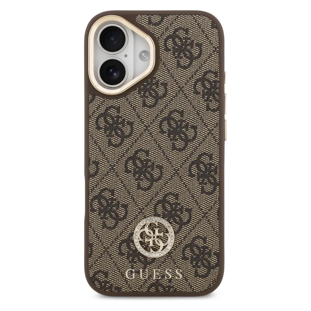 Guess - 4G Strass Logo with Big Strap Metal Button MagSafe (GUHMP17SP4G4DCSW) - iPhone 17 - Brown (Apple iPhone 17) (GUE005068)
