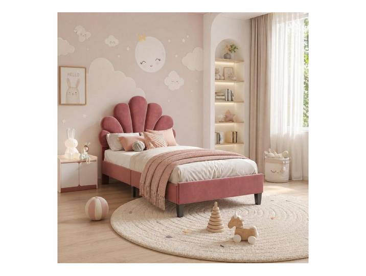 LuxusKollektion Polsterbett Kinderbett Polsterbett muschelartig Rosa 90x200cm