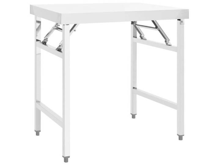 LHE Table de travail pliable de cuisine 85x60x80cm Acier inoxydable 1