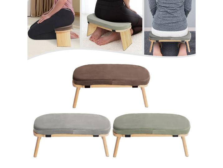 Banc de méditation pliable et ergonomique, tabouret de méditation pliable, banc de méditation à genoux pliable, couleur café/gris/vert