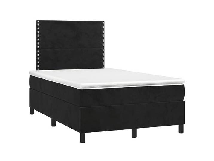 PUGYNBK Boxspringbett aus schwarzem Samt, 120 x 190 cm Verstellbares Kopfteil, Taschenfederkernmatratze, mittelharte Unterstützung, weicher Schutz