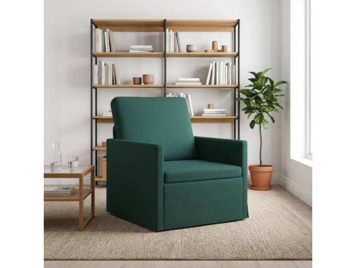 Sessel Dunkelgrün 70 x 81 x 82 cm Stoff Metallrahmen,100% Polyester,Kissenrücken,Plüsch-Schaumstoff,Unterstützende Armlehnen