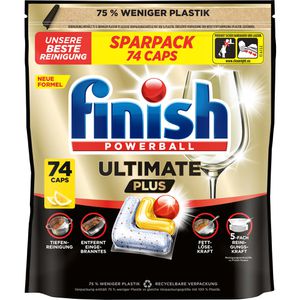 finish Spülmaschinentabs Calgonit Ultimate Plus, All in 1, Citrus, PowerBall, kraftvolle Reinigung, Sparpack, 74 Tabs