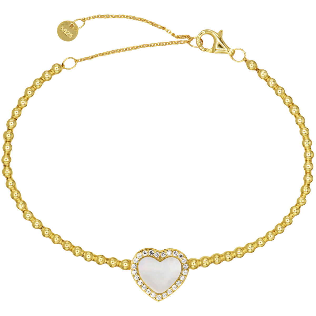 Jacques Lemans Armband Herz Sterlingsilber vergoldet mit Perlmutt/Zirkoni