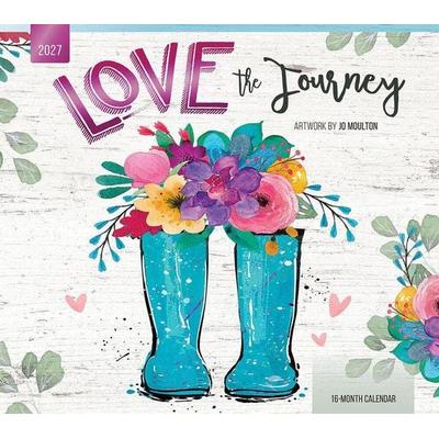 Love the Journey 2027 14 X 24 Inch (Hanging) Monthly Deluxe Wall Calendar Featuring the Artwork of Jo Moulton Linen Envelope Foil Stamped Cover