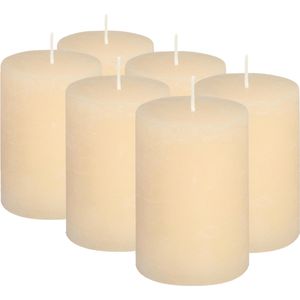 Gala Kerzen Rustic, Stumpenkerzen, creme, Ø 6,8 cm, Höhe 13 cm, 6 Stück