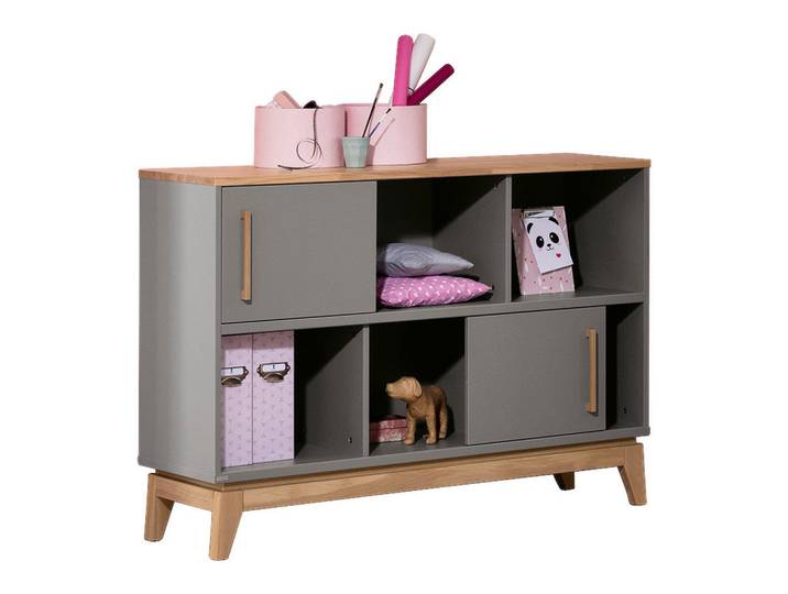 Paidi Sideboard, Grau, Eichefarben, Holz, Holzwerkstoff, Eiche, massiv, 123.5x90.6x39.6 cm, Blauer Engel, Goldenes M, Beimöbel erhältlich, Kleinmöbel, Kommoden, Sideboards