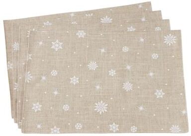 Saro Lifestyle "Poly Blend Table Mats With Snowflake Design (Set of 4) - 13""x19"""