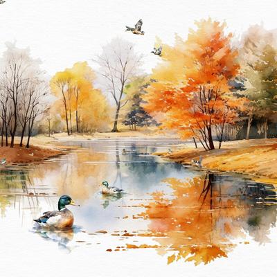 ti-flair 20 Servietten Papier 33x33cm 3-lag Einweg Papierservietten mit Enten am Teich Motiv Partyservietten Motivservietten Lunchservietten