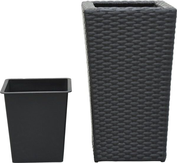 Outdoor Blomsterkrukke, 35x35x70 Cm, Rattan, Sort