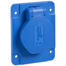 Schneider Electric PKN61B Schukosteckdose, blau, 2p+E, 10/16A, 250V, für Frankreich, IP54 -65x85mm