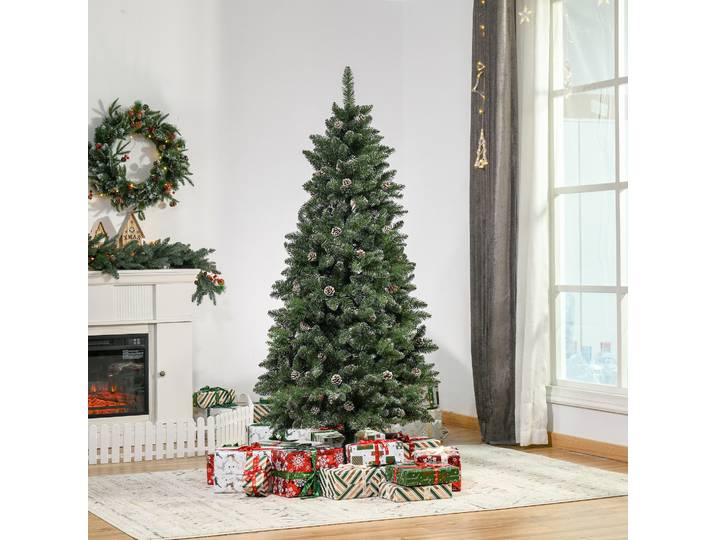 HOMCOM Sapin Noël Artificiel Enneigé 180cm Déco Nordmann