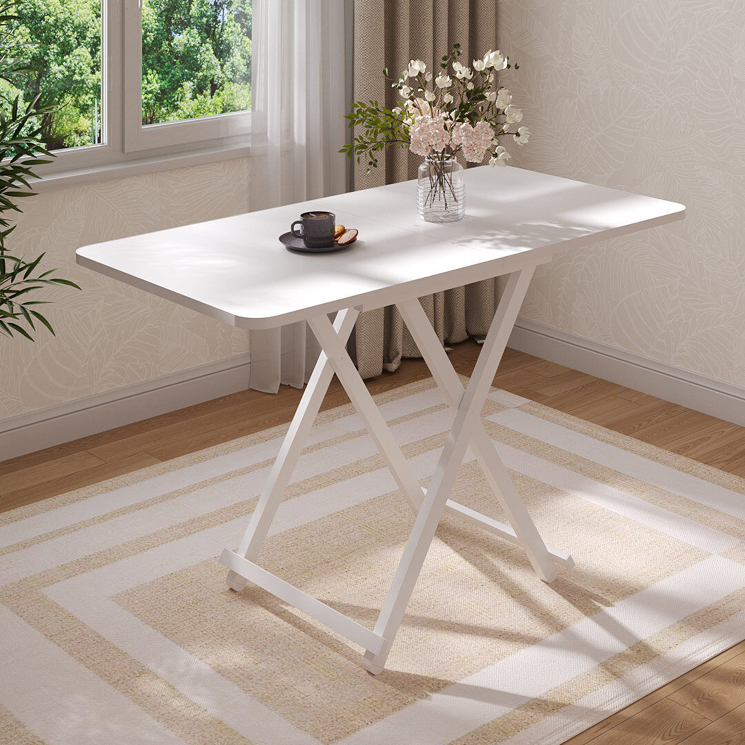 17 Stories Foldable Rectangular Dining Table White
