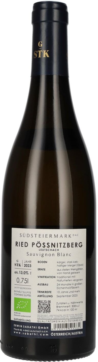 Weingut Erwin Sabathi Erwin Sabathi Sauvignon Blanc Ried Pössnitzberg Südsteiermark DAC 2023 13% Vol. 0,75l