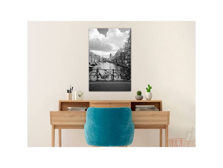Wandbild Bikes On Bridge Leinen Grau 40 x 60cm