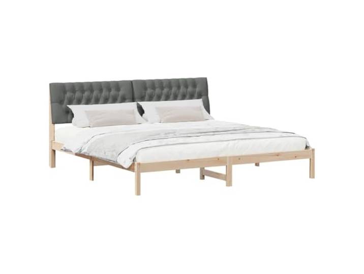 KTHLBRH Doppelbett 200x200 in aus Kiefernholz mit Kopfteil Plattform mit Lattenrost, Wand-Kopfteil, einfache Montage, modernes Design