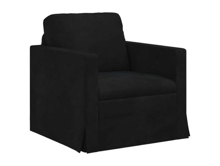 KUTYWEXFM Modernes Samt Sofa 78x78x80 cm Ergonomischer Sessel Schwarz Modulare Flexibilität für Wohnzimmer und Schlafzimmer mit weichem Samtbezug, stabilem Metallrahmen und Holzarmlehnen.