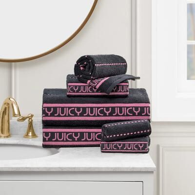 "Juicy Couture 6-Piece Towel Set 2 Bath Towels 2 Hand Towels 2 Washcloths - 28""x54""/16""x26""/12""x12"""