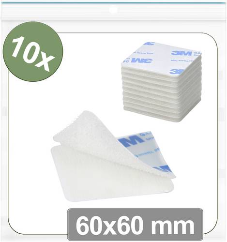 Quadrios 25CA675 Klettpunkte zum Aufkleben Haft- und Flauschteil (L x B) 60mm x 60mm Weiß 10St.