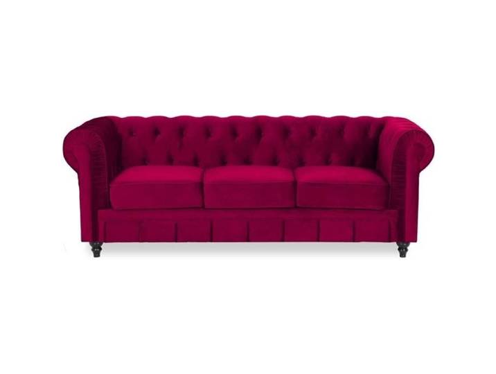 Canape Chesterfield Velours 3 Places Altesse Rouge