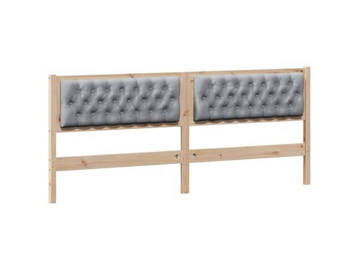 Makastle Kopfteil 200 cm Massivholz Kiefer Braun Hellgrau Gepolstertes Rückenteil