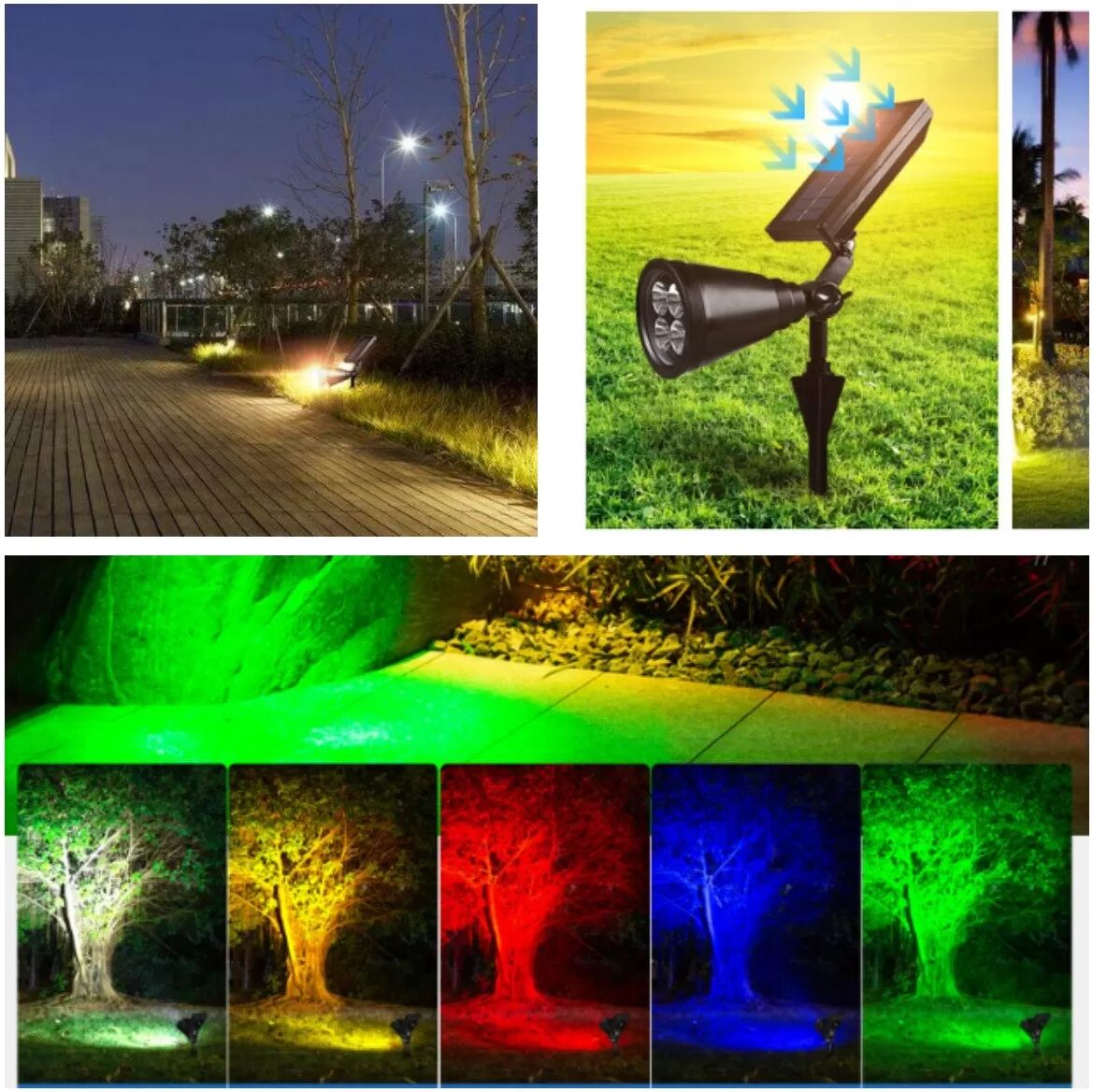 INF 1W LED Solarstrahler - Wasserdichte Garten Landschaftsbeleuchtung Mehrfarbig