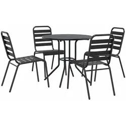 vidaXL Gartenstuhl-Set 5-tlg. Stapelbar Pulverbeschichteter Stahl