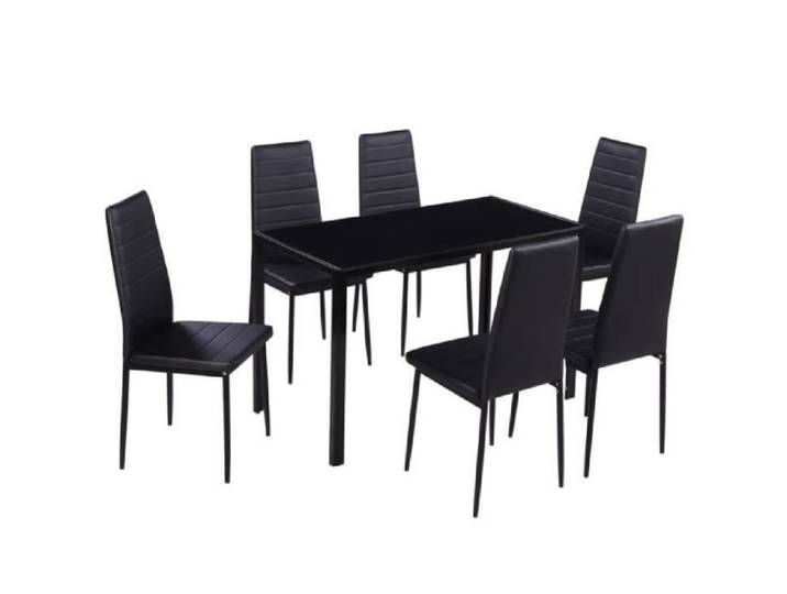 Ensemble de table à manger sept pièces noir