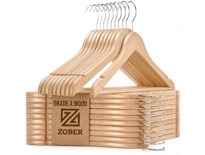 Kleiderbügel aus Holz, robust, rutschfest, für Mäntel, Jacken, Anzüge und Hosen, Kleiderbügel für Schrank mit Stange und Kerben, 20 Stück