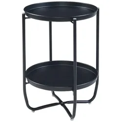 Helloshop26 - Beistelltisch mit abnehmbaren Tabletts Stahl 58 x 40 cm schwarz