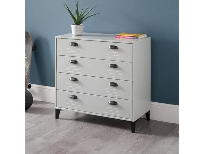 Julian Bowen Lakers Locker Kommode mit 4 Schubladen, grau