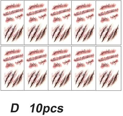 Uplifted Finds Waterproof Bloody Halloween Scar & Wound Temporary Tattoo Stickers d 10 Pcs